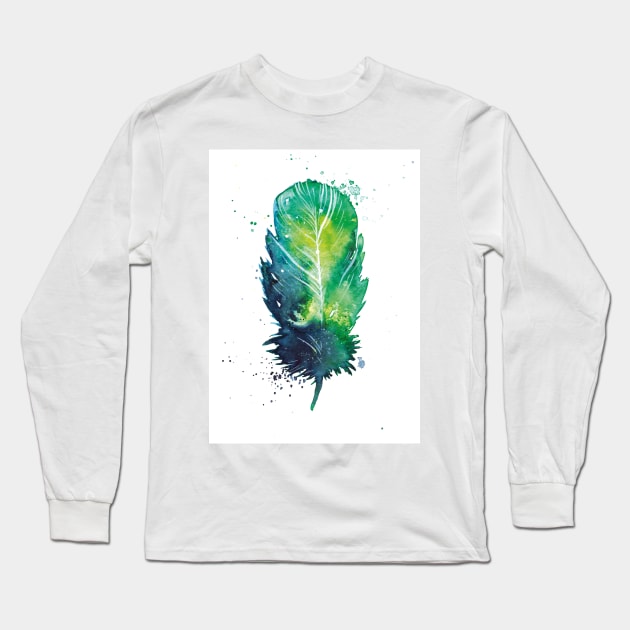 Boho Pastel Feather Design Long Sleeve T-Shirt by Liniskop